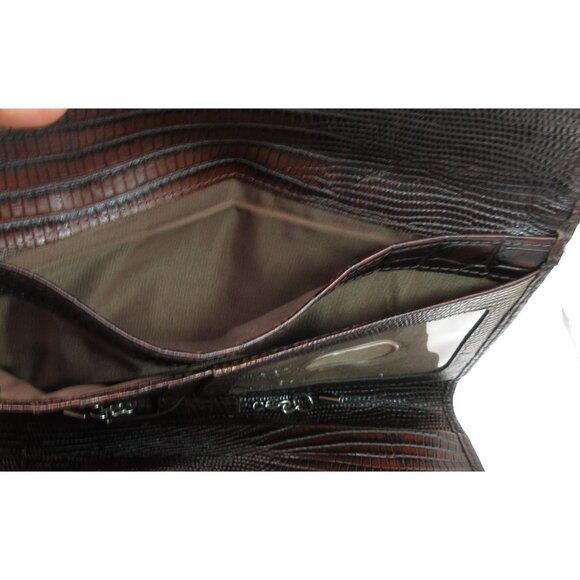 Vintage Brahmin  Alligator Embossed Leather Brown Clutch Wallet Organizer USA - Picture 7 of 11